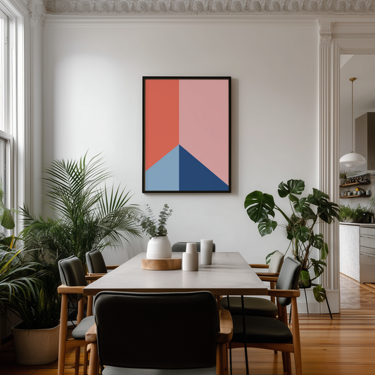 Wandbild Color Contruct Coral Blue Poster Colorful Artwork, minimalistisches modernes Design, ideal für stilvolle Raumgestaltung.