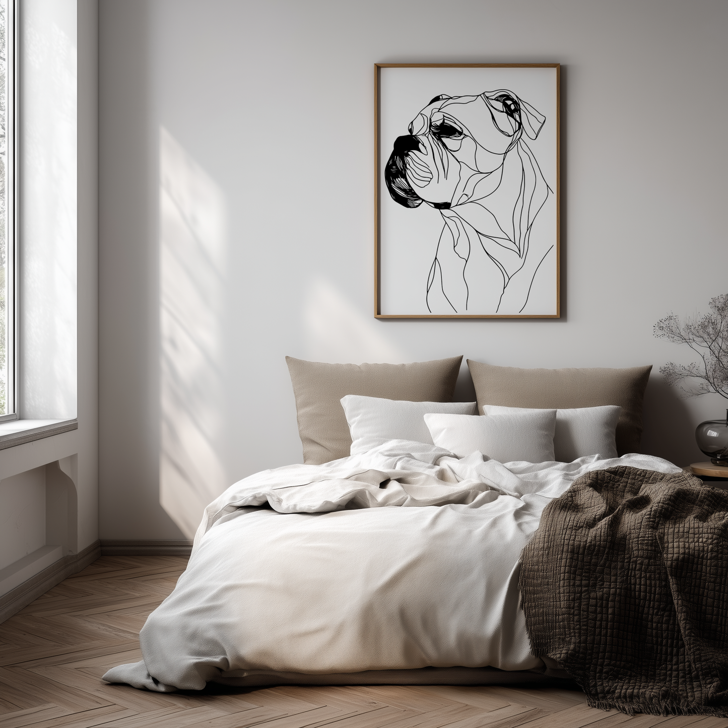 Wandbild Dog Poster Line Art Bulldog, minimalistisches modernes Design, ideal für stilvolle Raumgestaltung.
