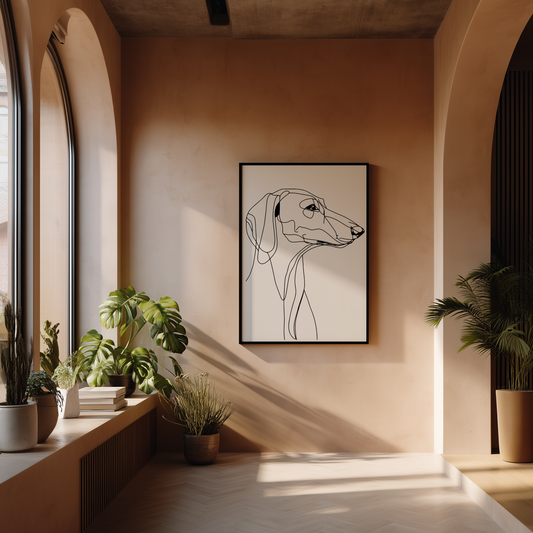 Wandbild Dog Poster Line Art Dachshund, minimalistisches modernes Design, ideal für stilvolle Raumgestaltung.